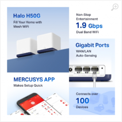 MERCUSYS Halo H50G(2-pack) AC1900 Whole Home Mesh Wi-Fi System